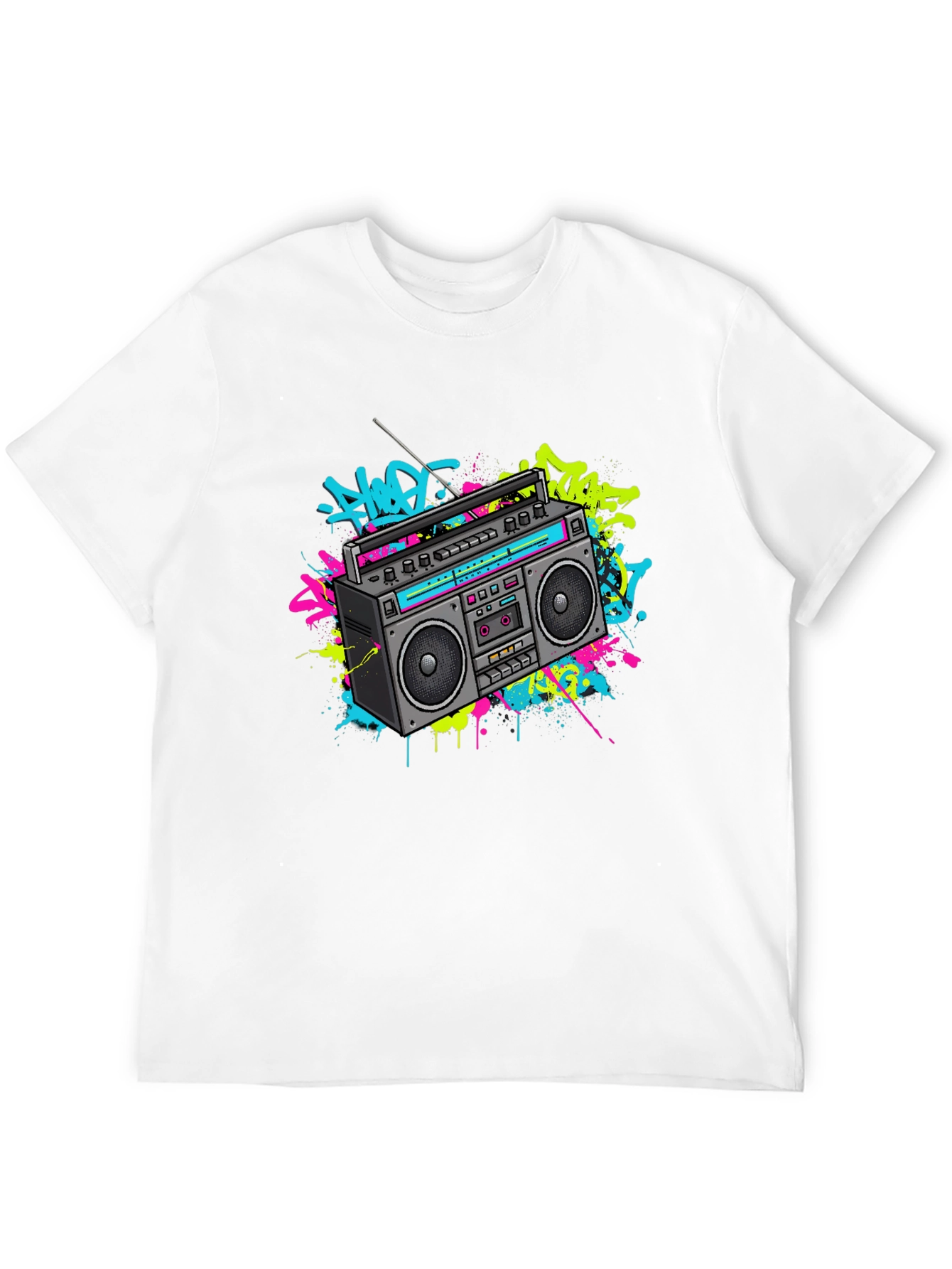 Retro Boombox Graphic Tee - 80s Vibe T-Shirt