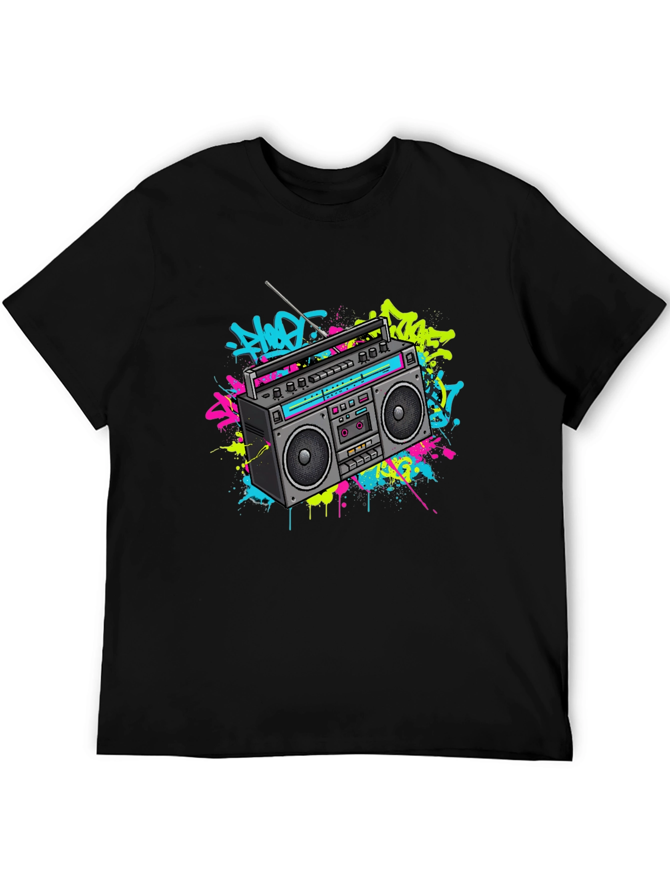 Retro Boombox Graphic Tee - 80s Vibe T-Shirt