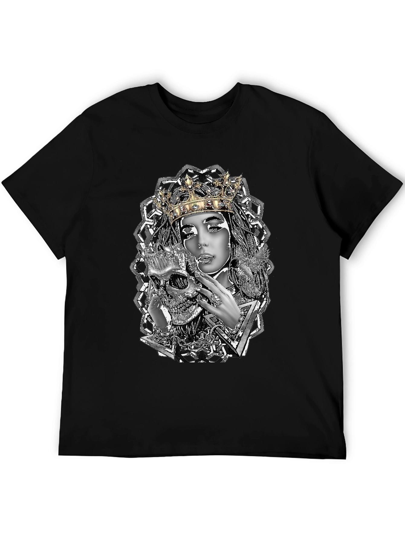 Queen & Skull Graphic Tee - Edgy Fashion