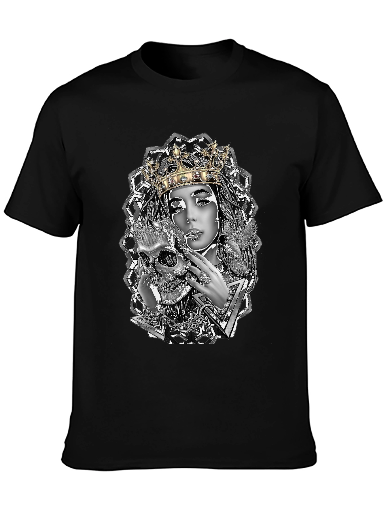 Queen & Skull Graphic Tee - Edgy Fashion