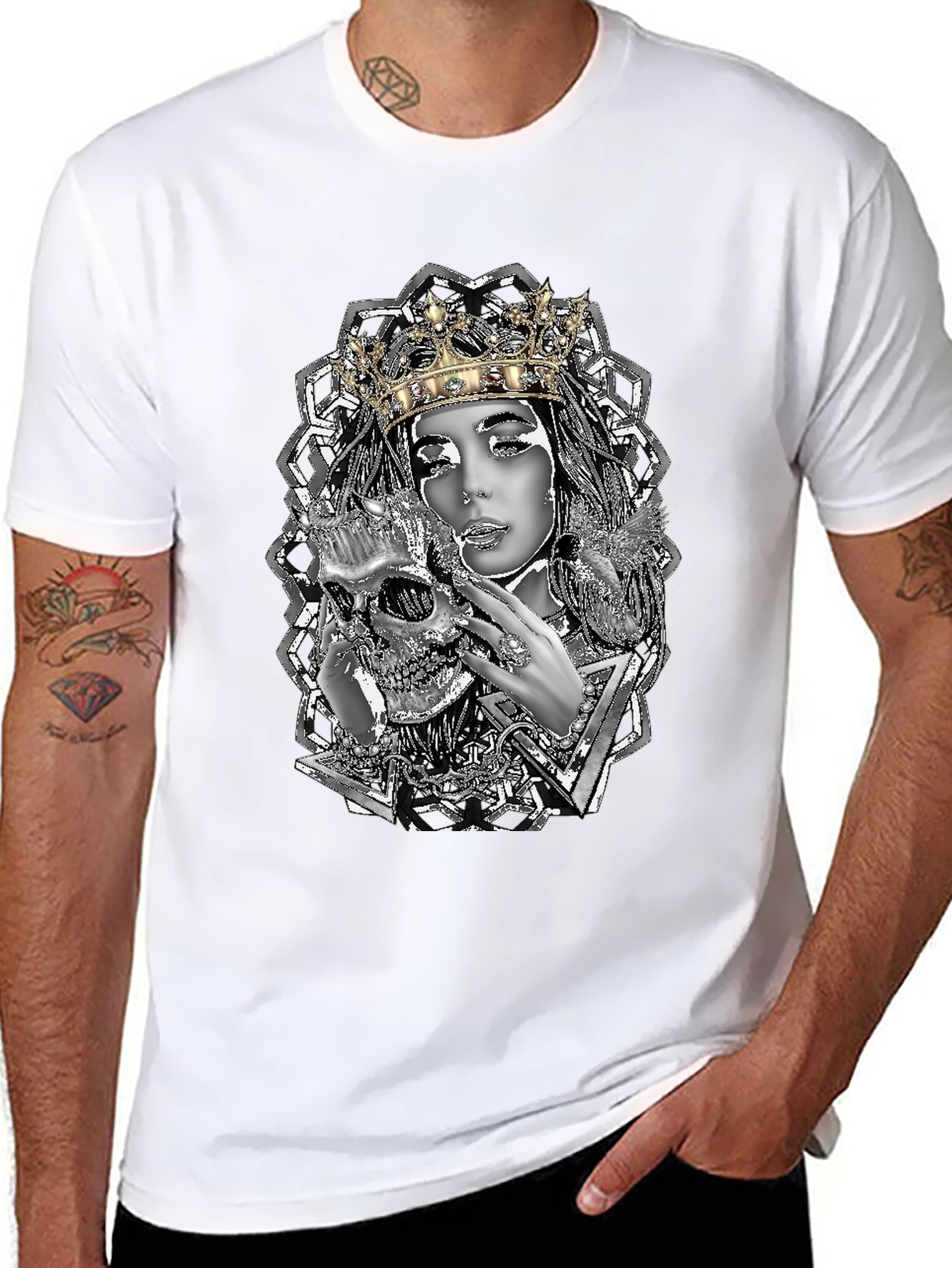 Queen & Skull Graphic Tee - Edgy Fashion