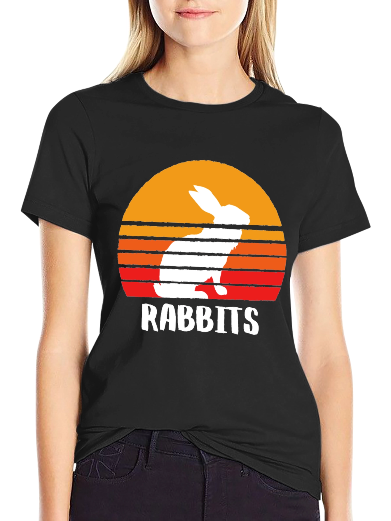 Retro Rabbits Sunset T-Shirt - Cute Animal Tee