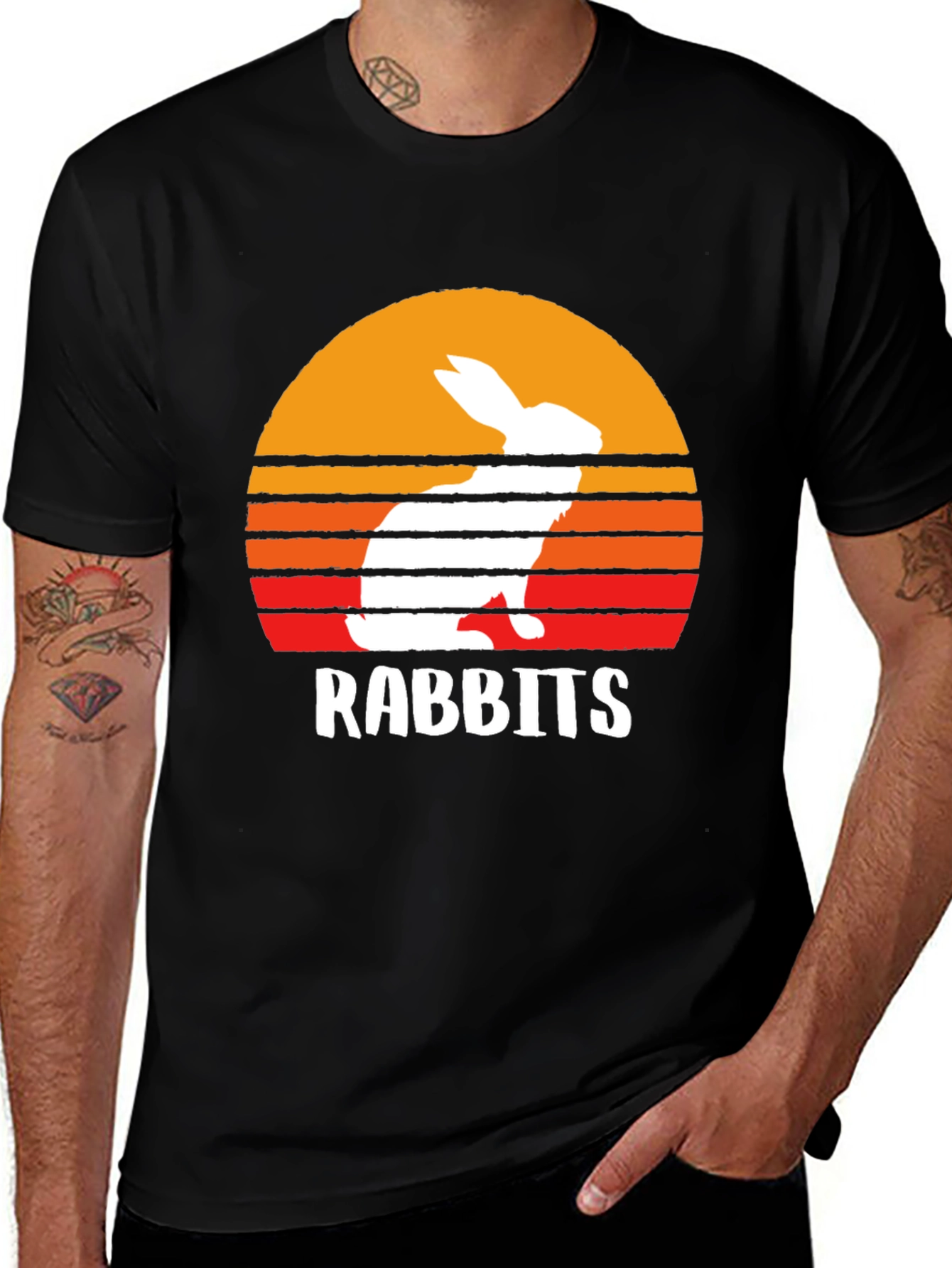 Retro Rabbits Sunset T-Shirt - Cute Animal Tee