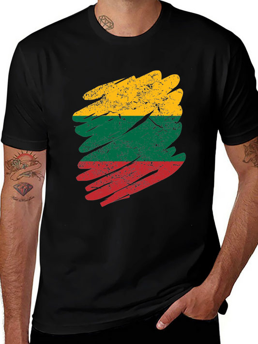 Lithuania Flag Brush Stroke Mens T-Shirt