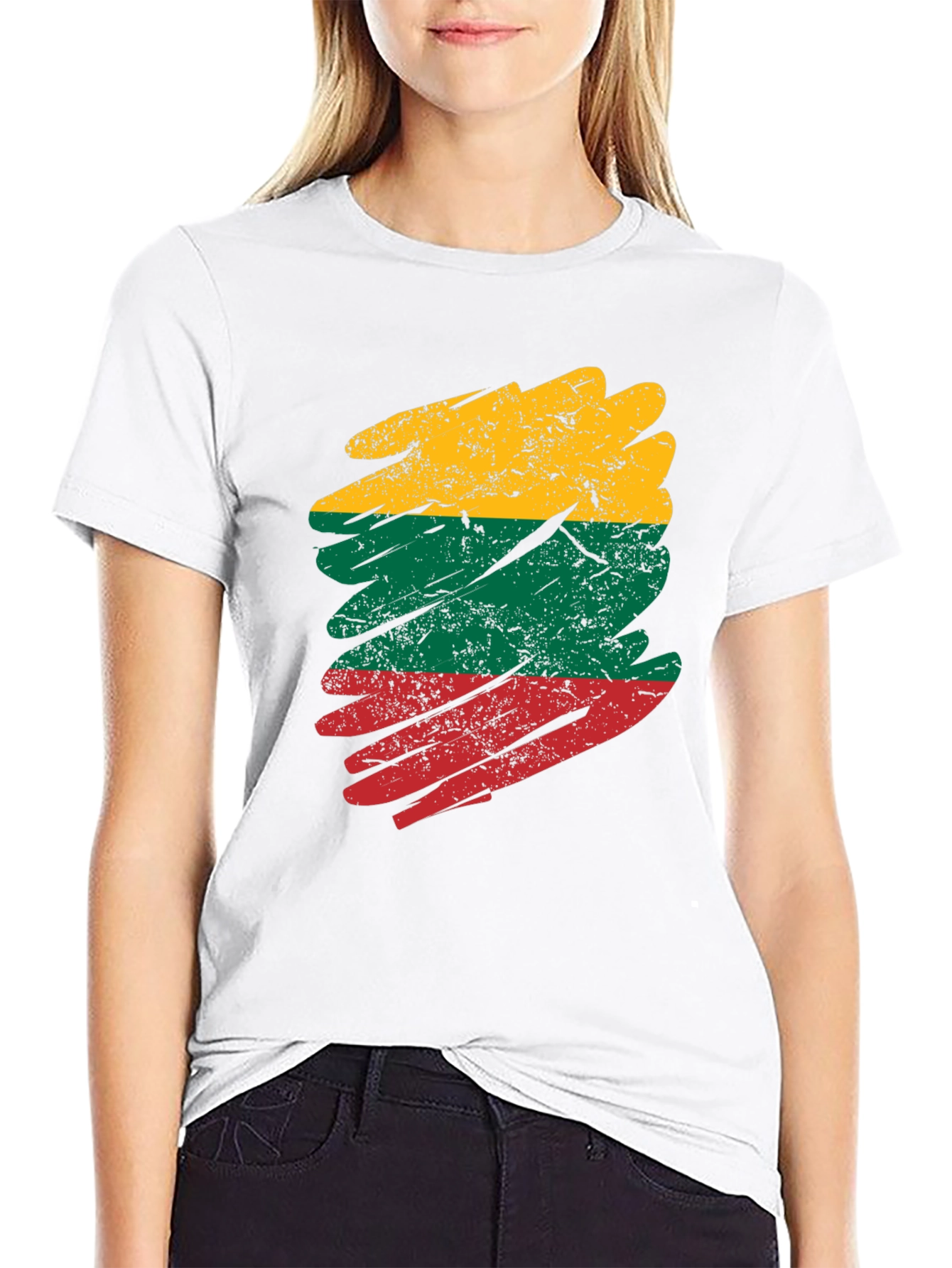 Lithuania Flag Brush Stroke Mens T-Shirt
