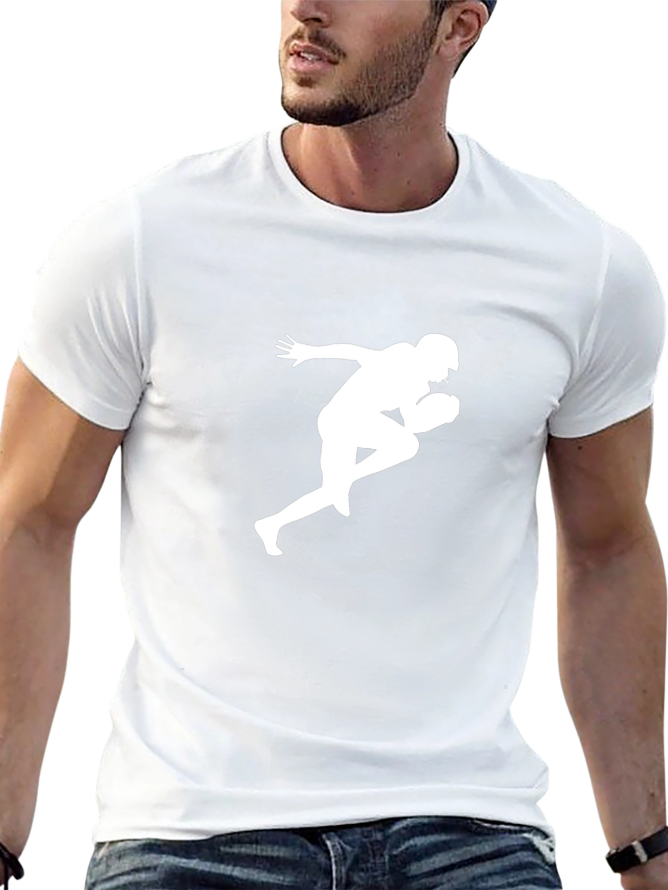 Football Player Silhouette Black T-Shirt