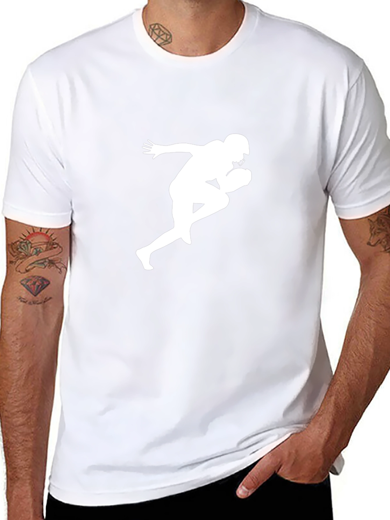 Football Player Silhouette Black T-Shirt
