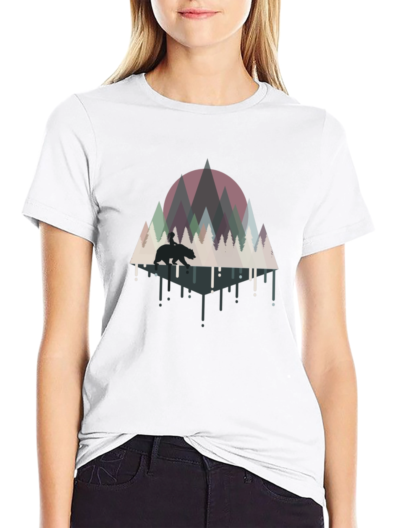 Bear & Forest Graphic Black Tee