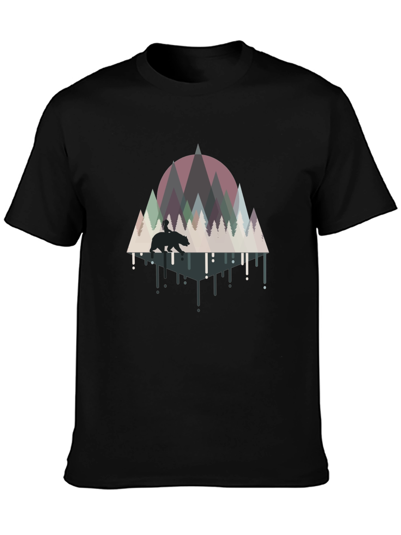 Bear & Forest Graphic Black Tee
