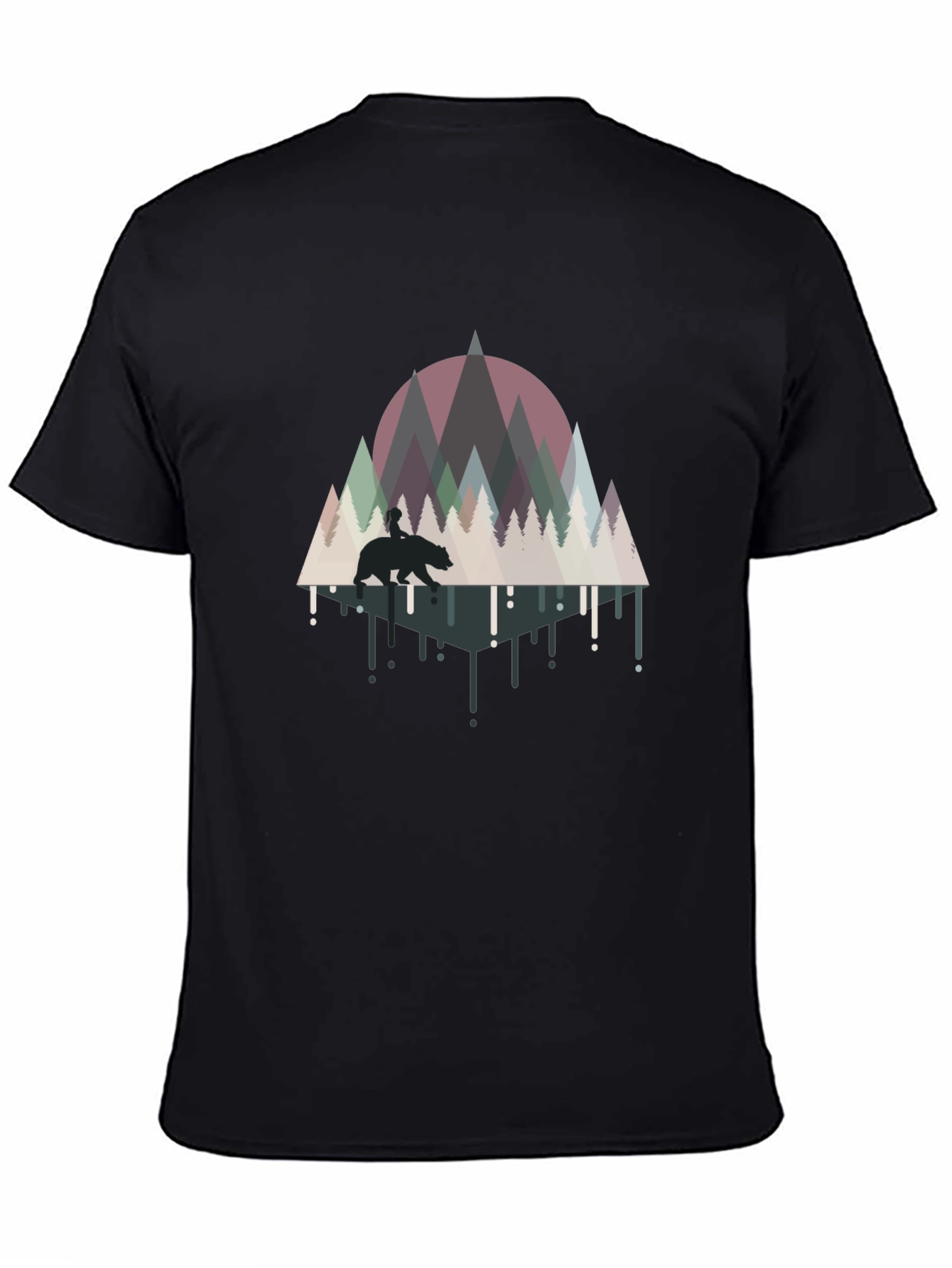 Bear & Forest Graphic Black Tee