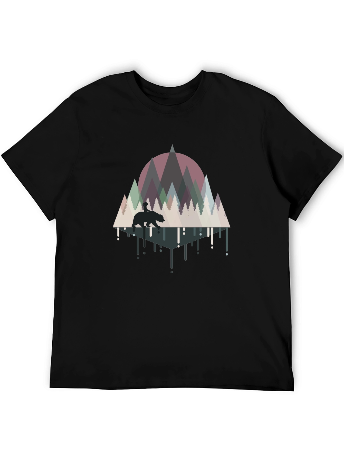 Bear & Forest Graphic Black Tee