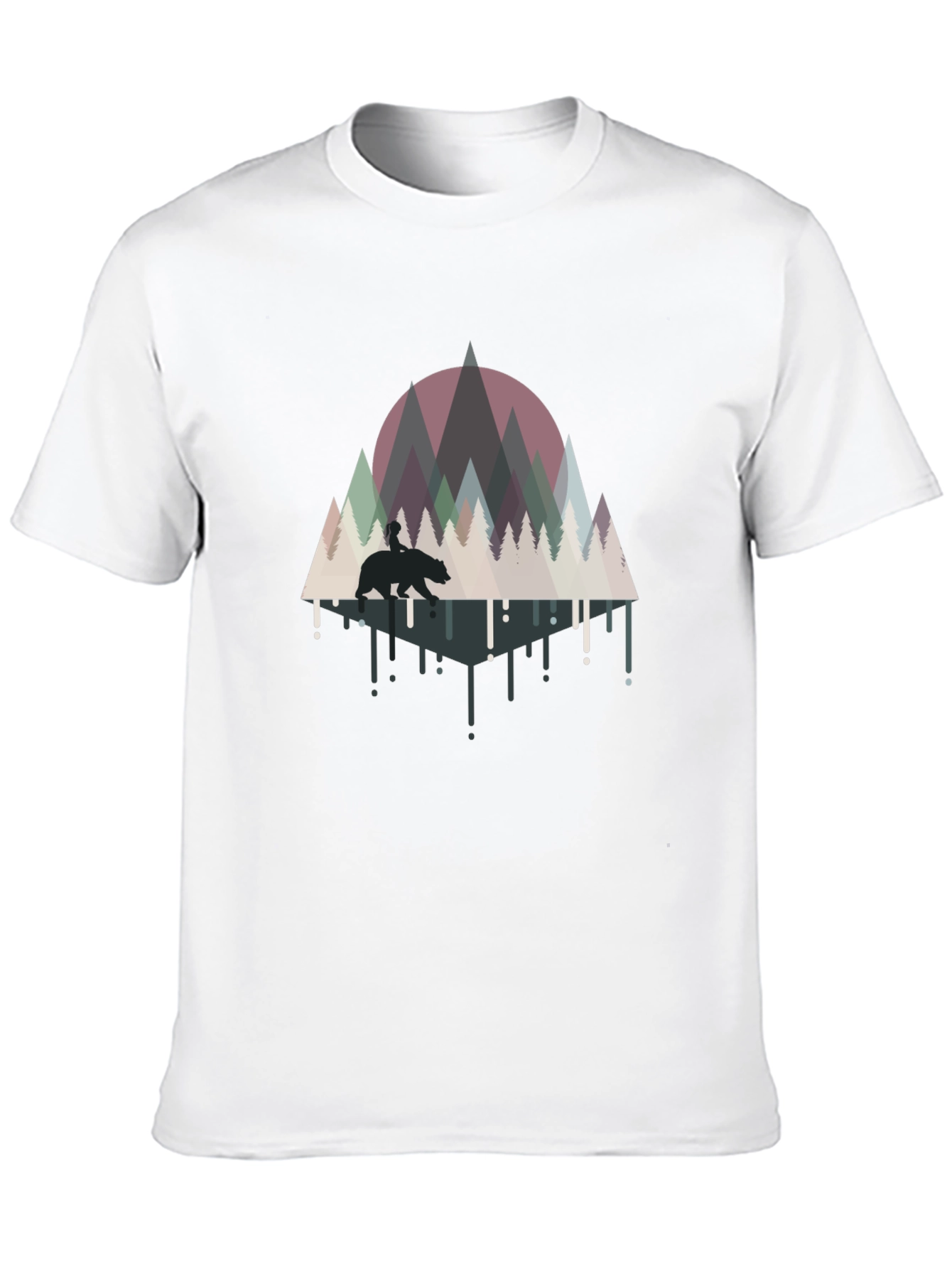 Bear & Forest Graphic Black Tee