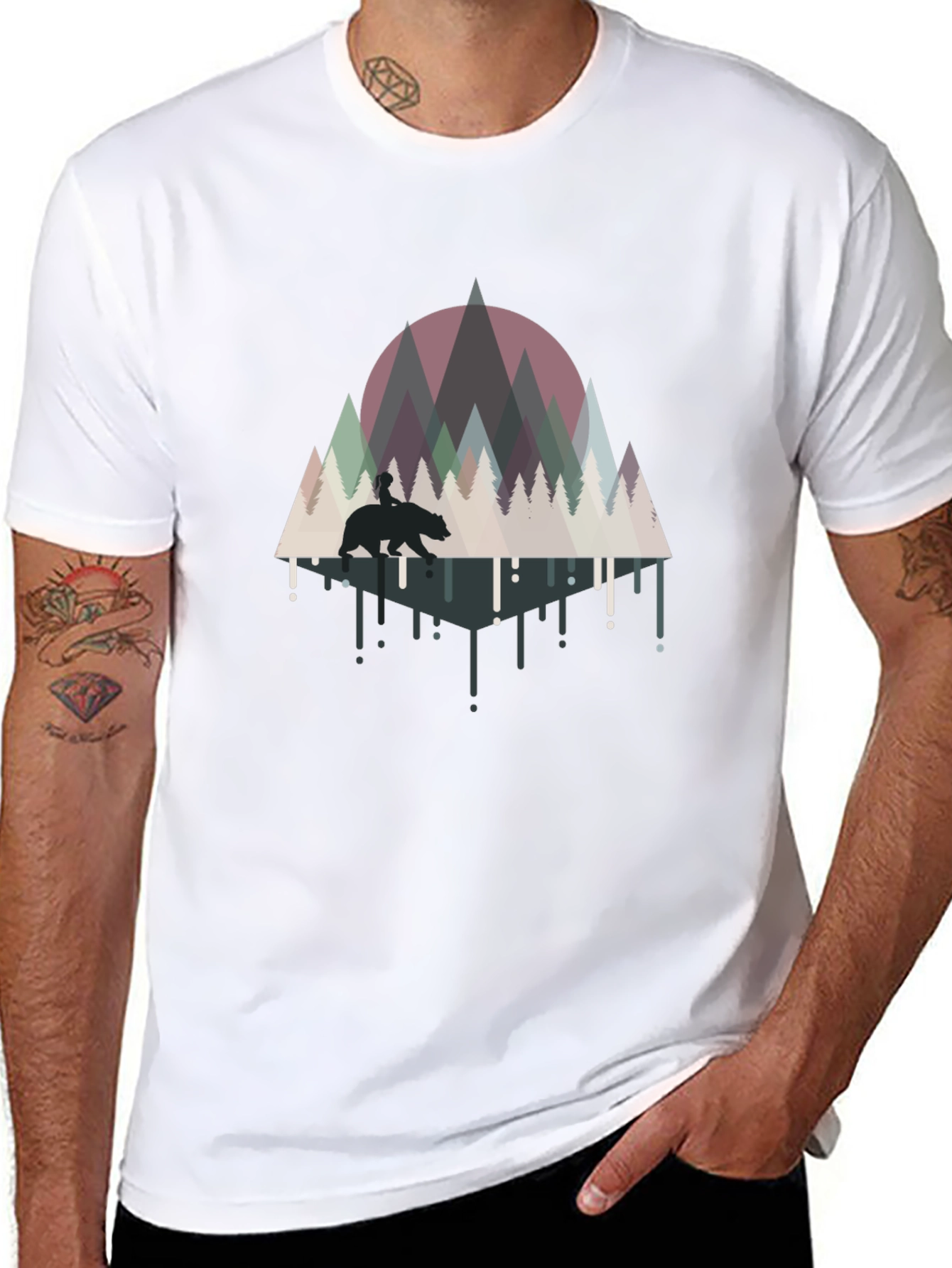 Bear & Forest Graphic Black Tee
