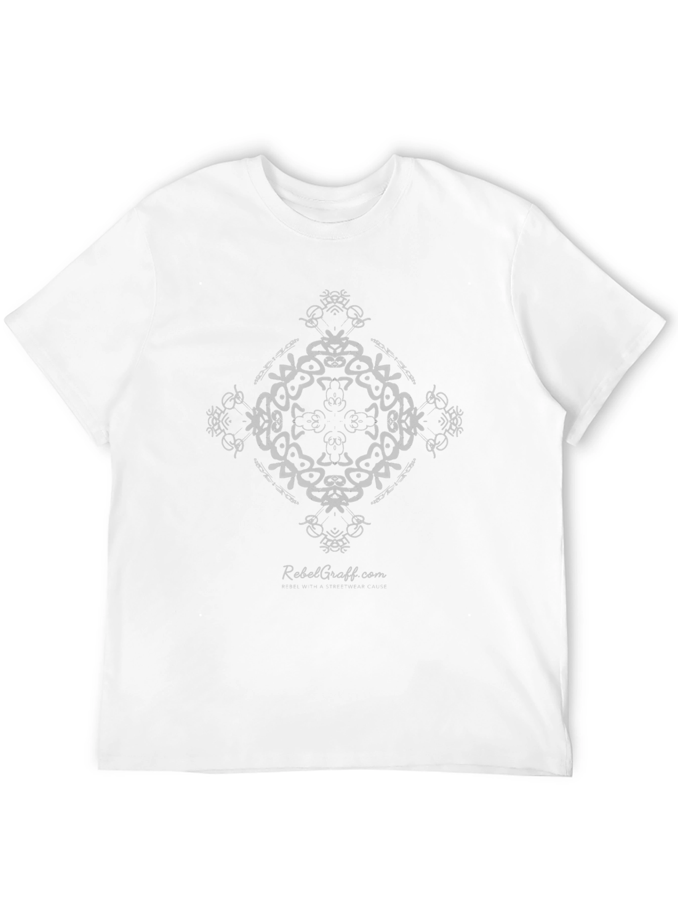 Modern Graphic Tee - Black with White Mandala Design