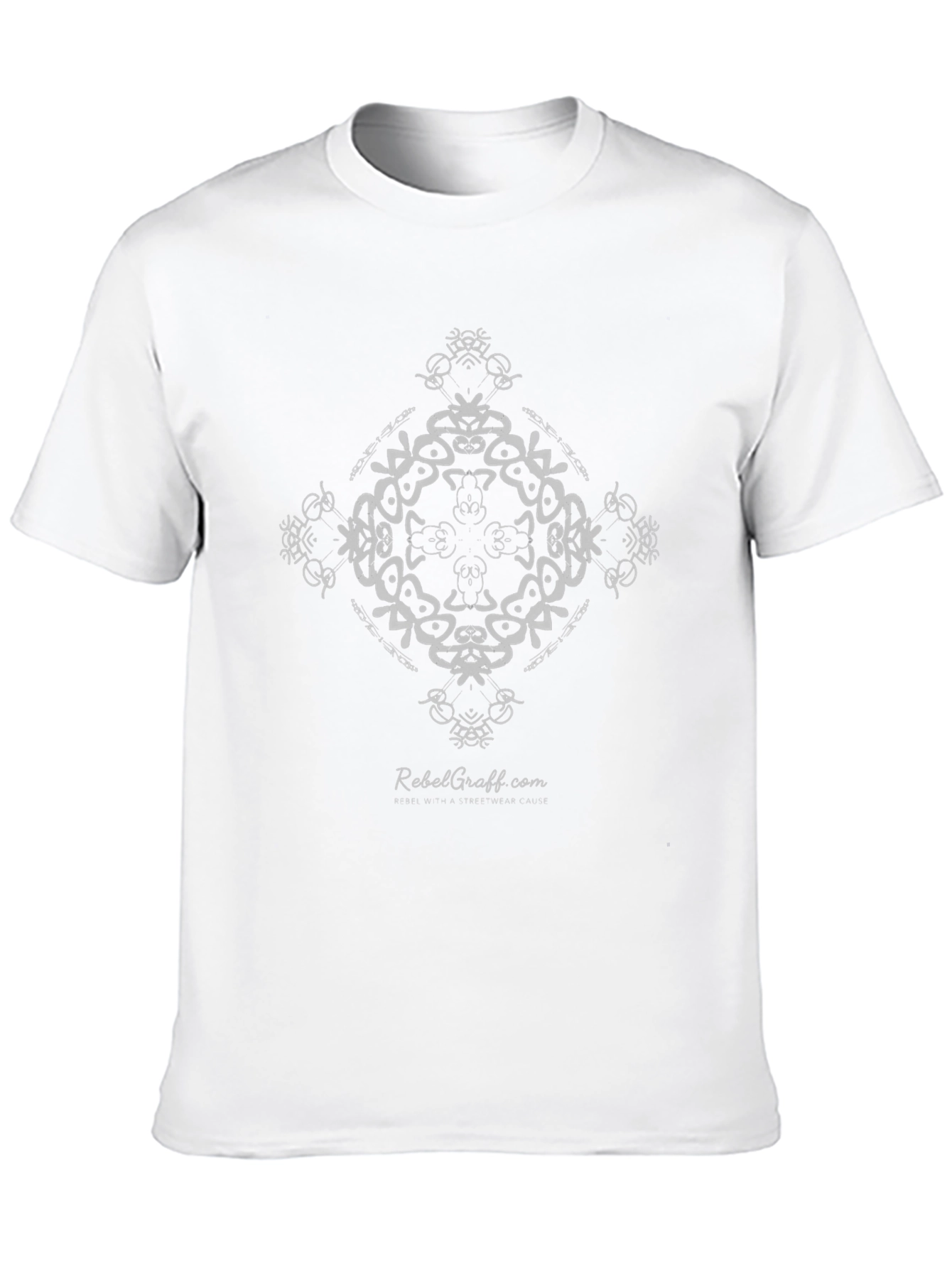 Modern Graphic Tee - Black with White Mandala Design