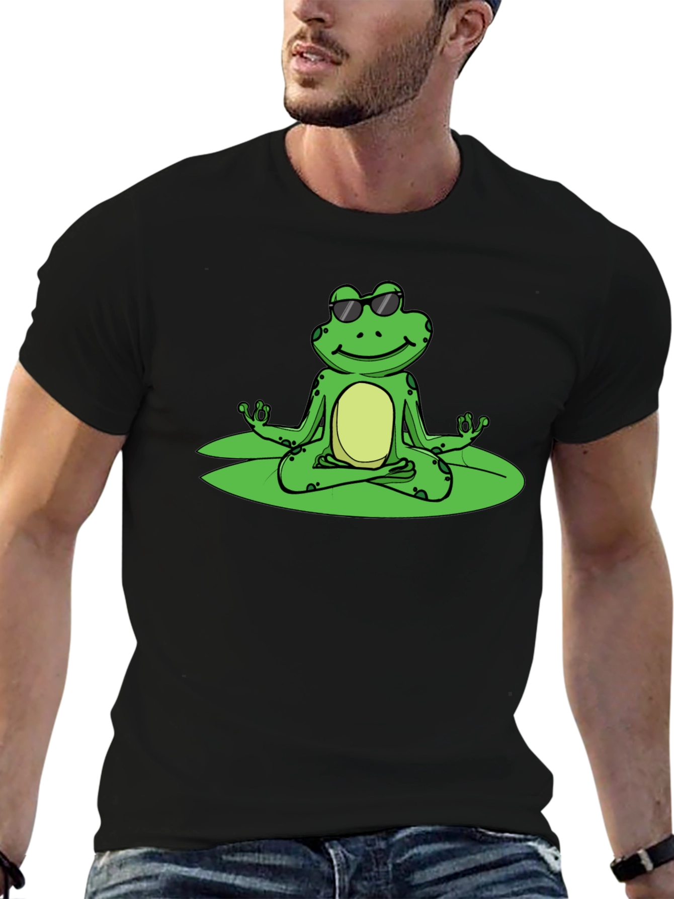 Cool Frog Meditation T-Shirt - Black
