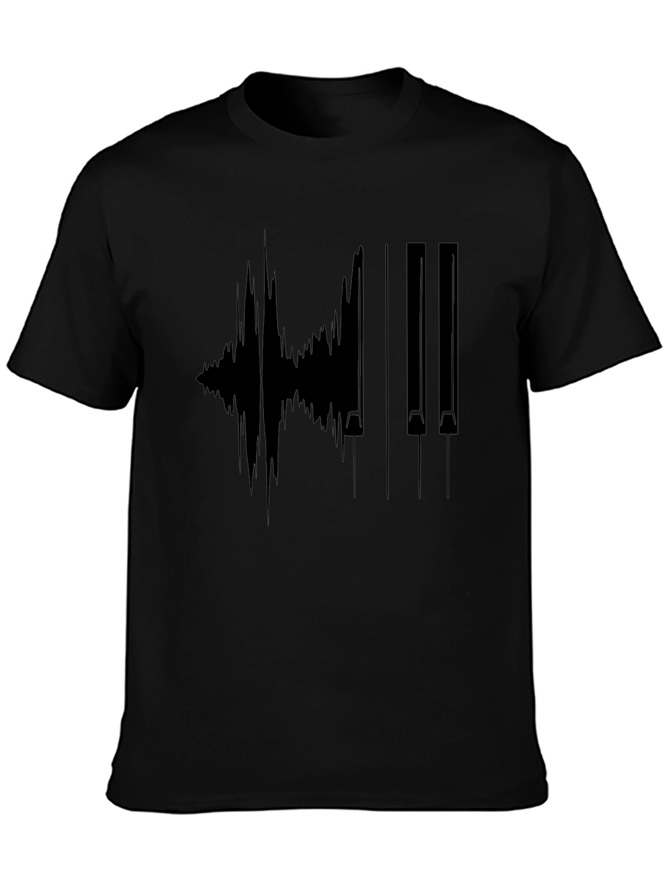 Piano Waveform Graphic Black T-Shirt