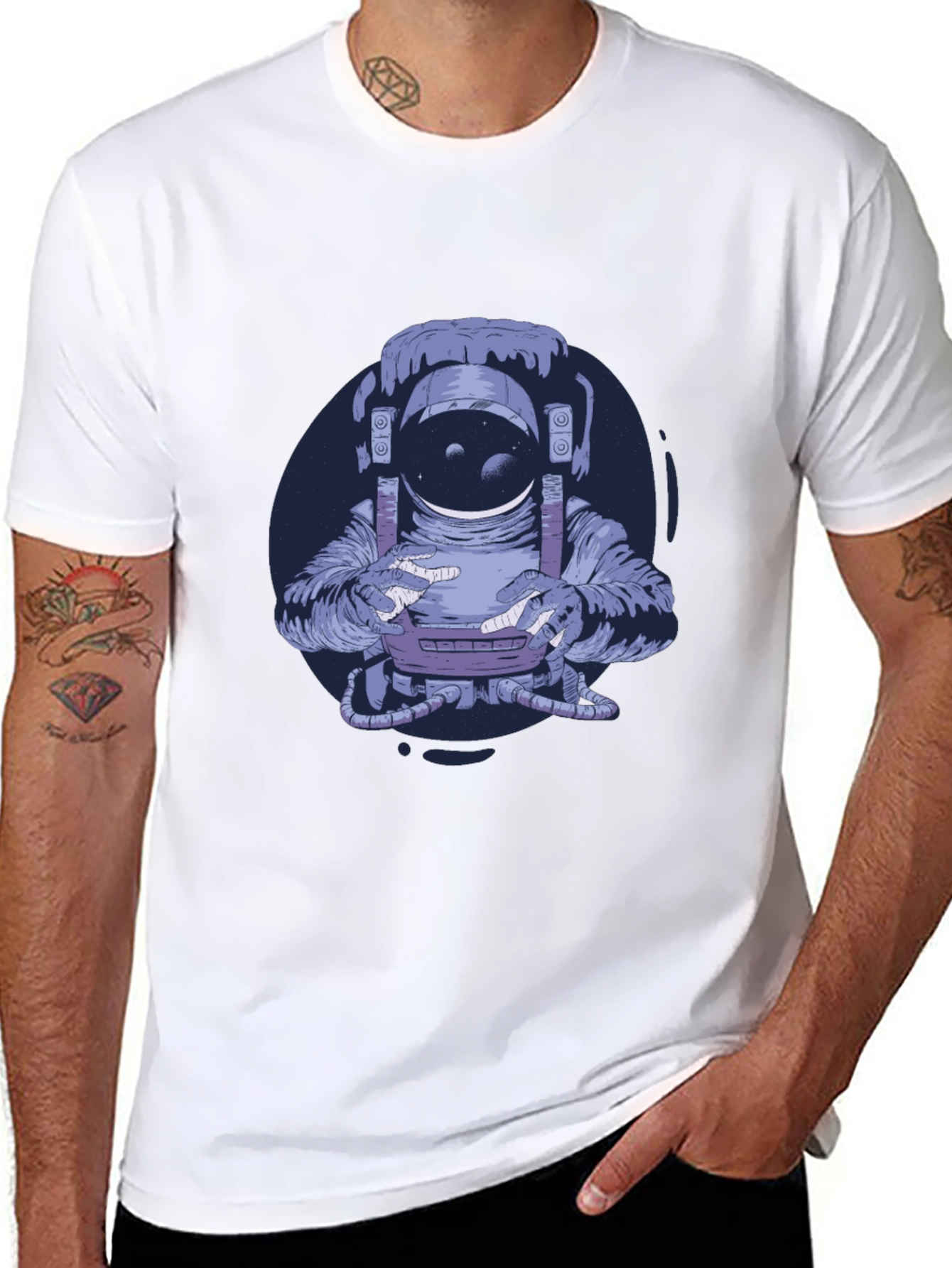 Astronaut Graphic Print Black T-Shirt