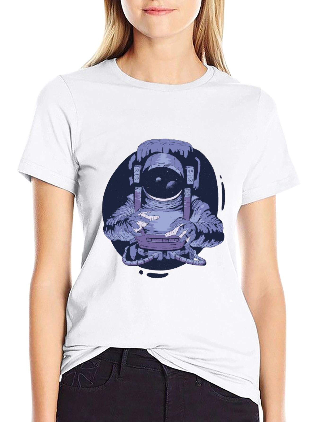 Astronaut Graphic Print Black T-Shirt