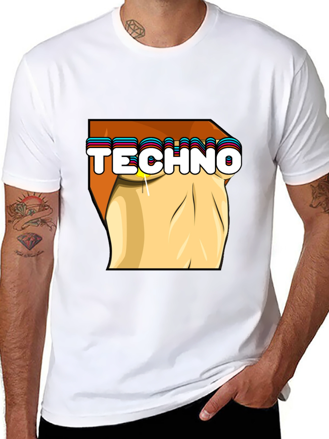 Techno Graphic Tee - Stylish Black Cotton T-Shirt