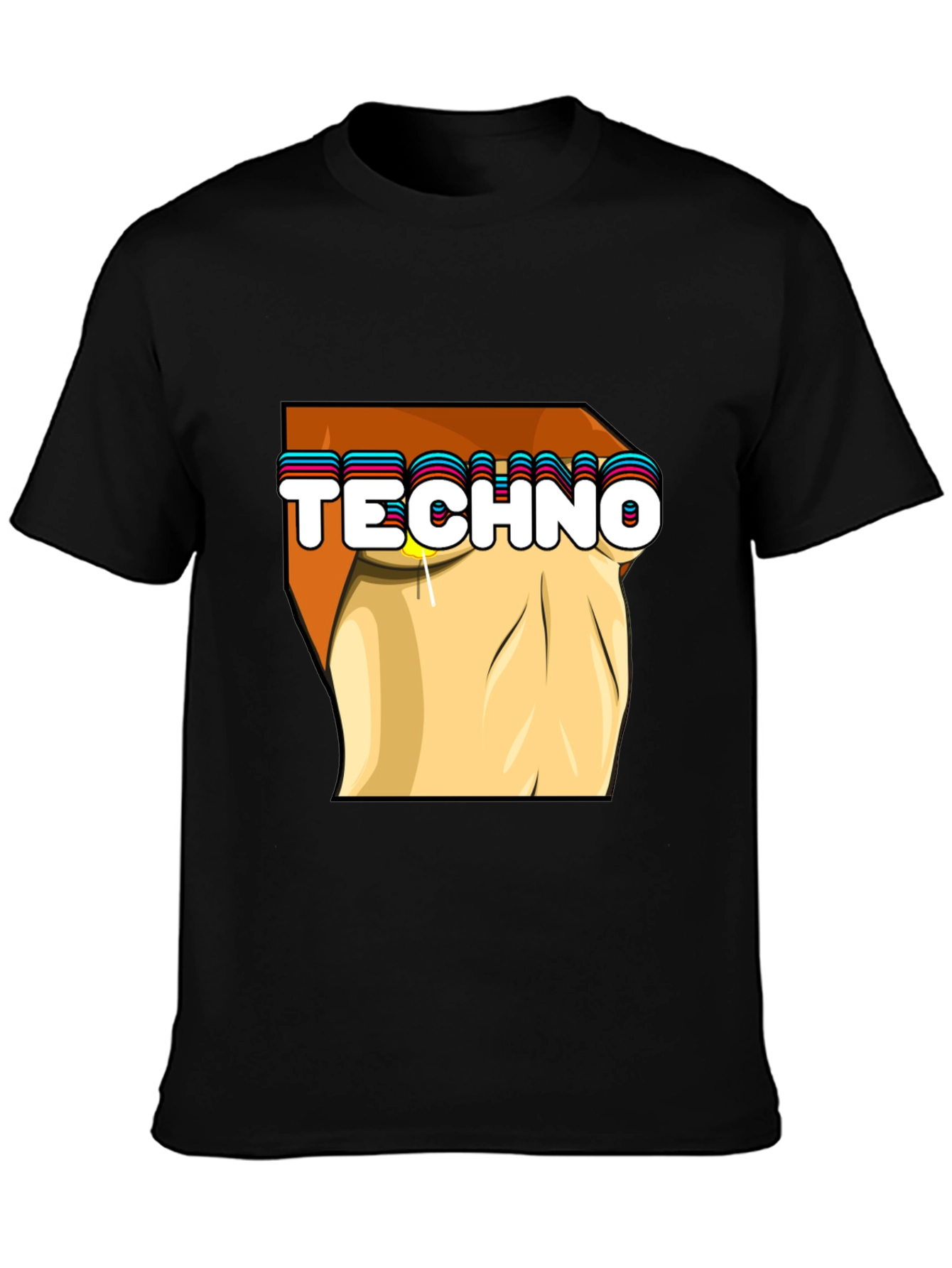 Techno Graphic Tee - Stylish Black Cotton T-Shirt