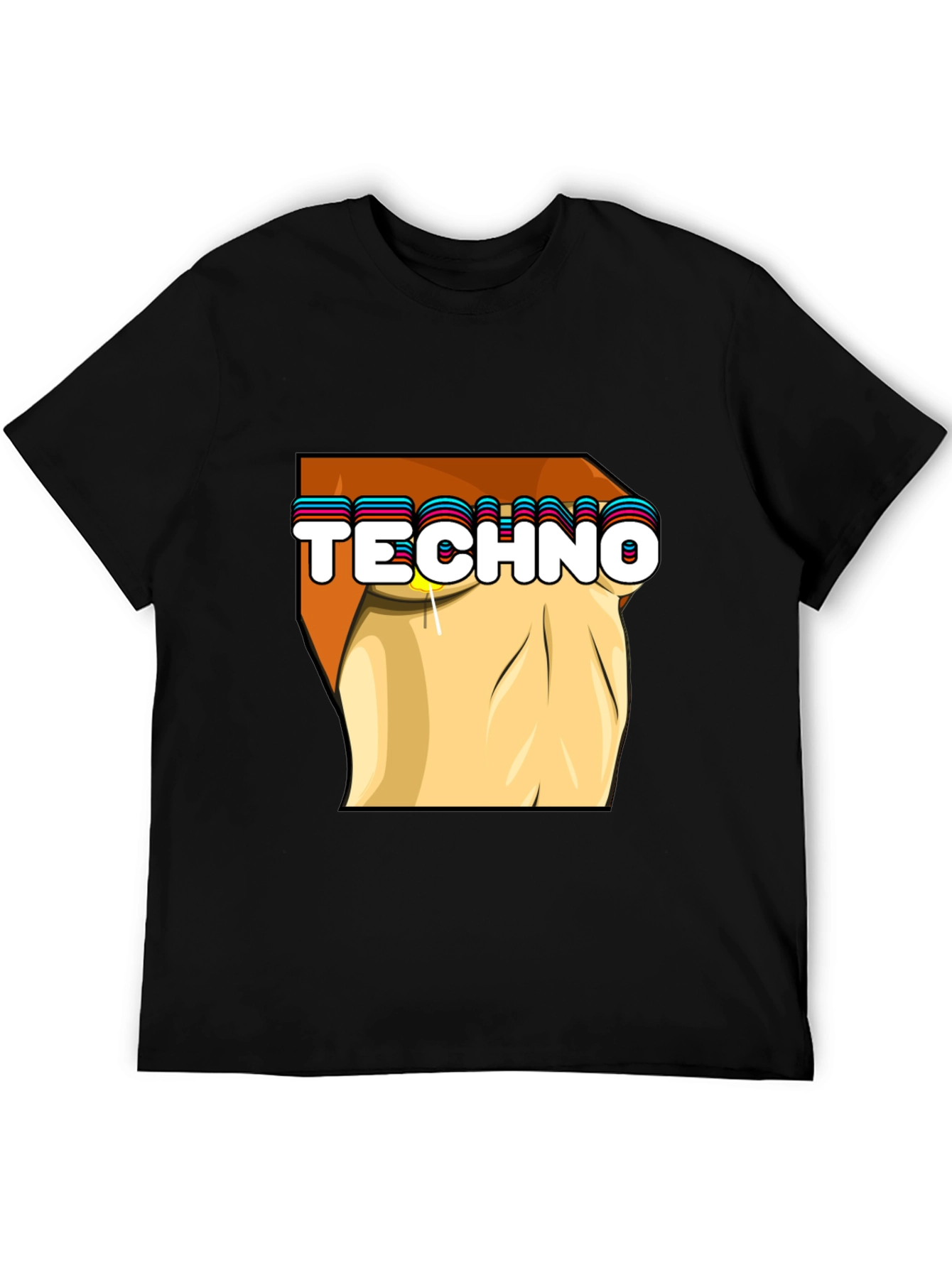 Techno Graphic Tee - Stylish Black Cotton T-Shirt