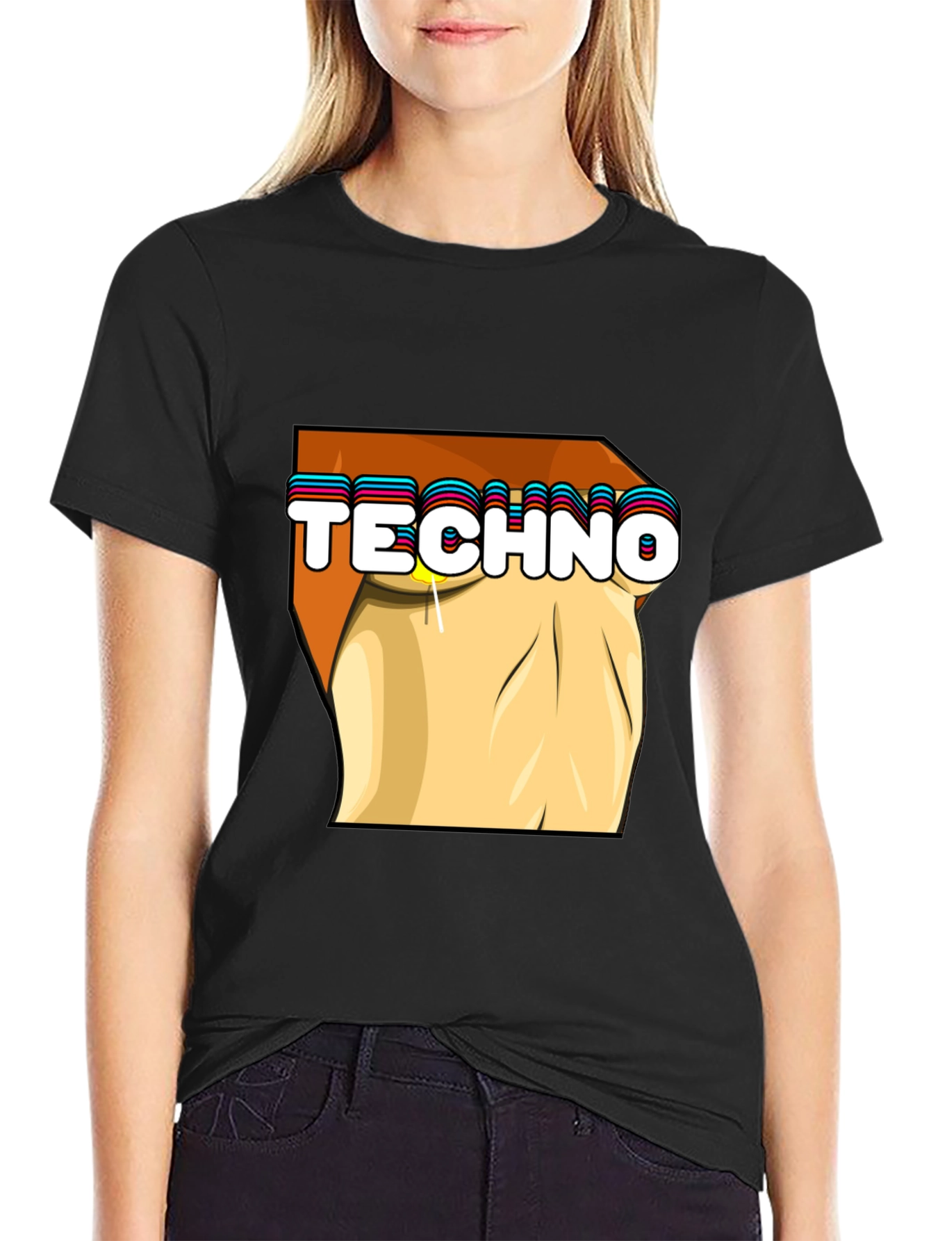 Techno Graphic Tee - Stylish Black Cotton T-Shirt