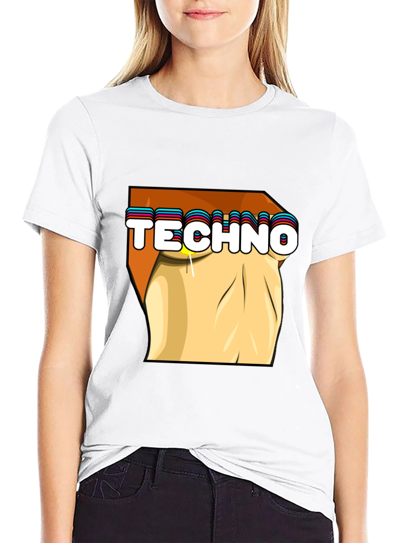 Techno Graphic Tee - Stylish Black Cotton T-Shirt