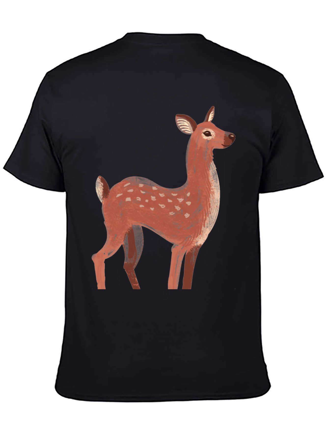 Deer Graphic Tee - Mens Black Casual T-Shirt