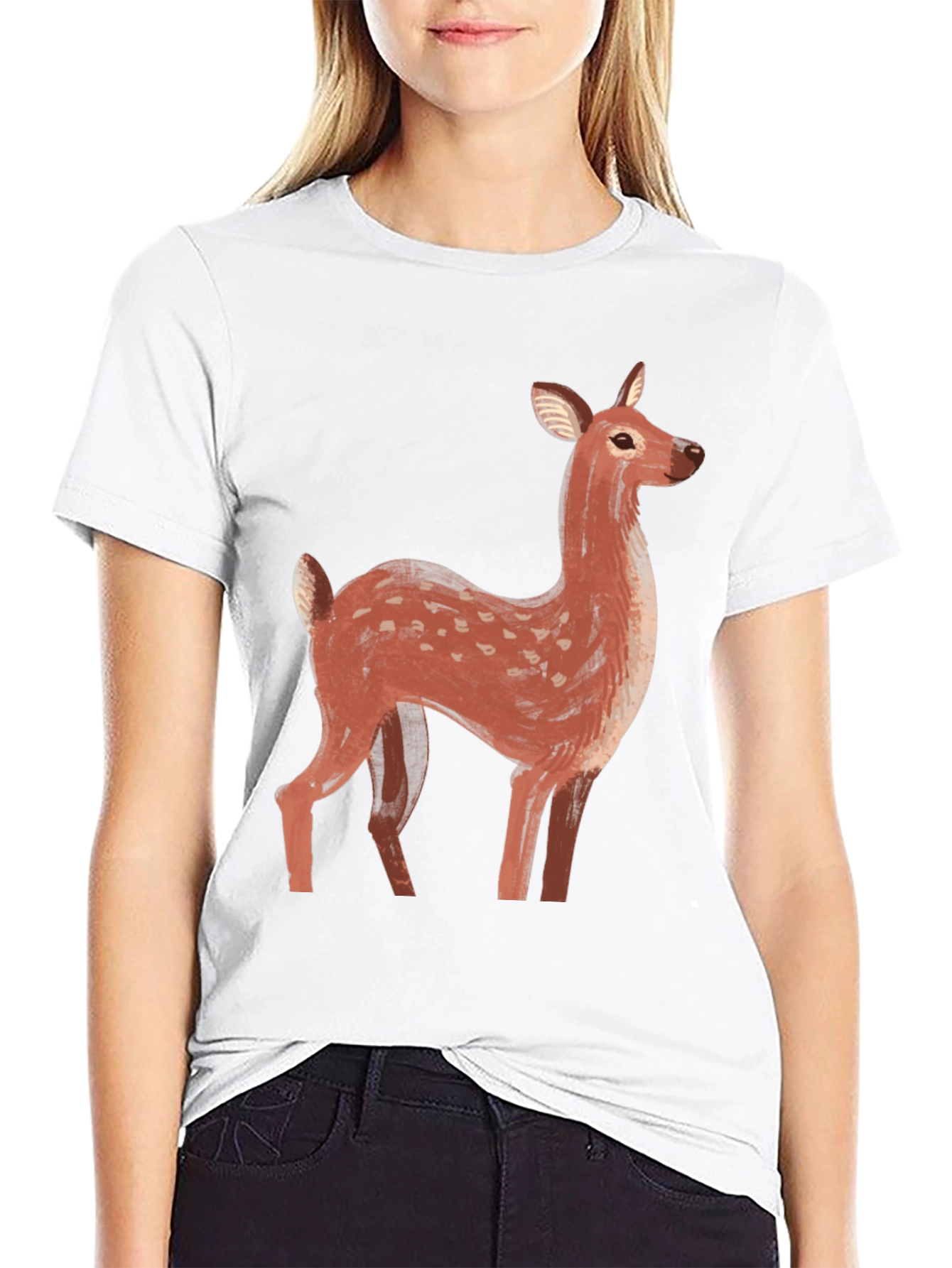 Deer Graphic Tee - Mens Black Casual T-Shirt