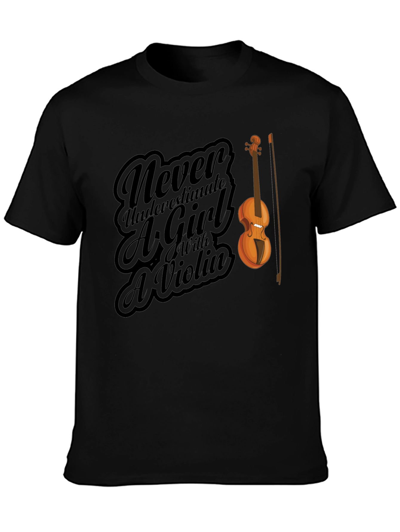 Violin Girl Black T-Shirt