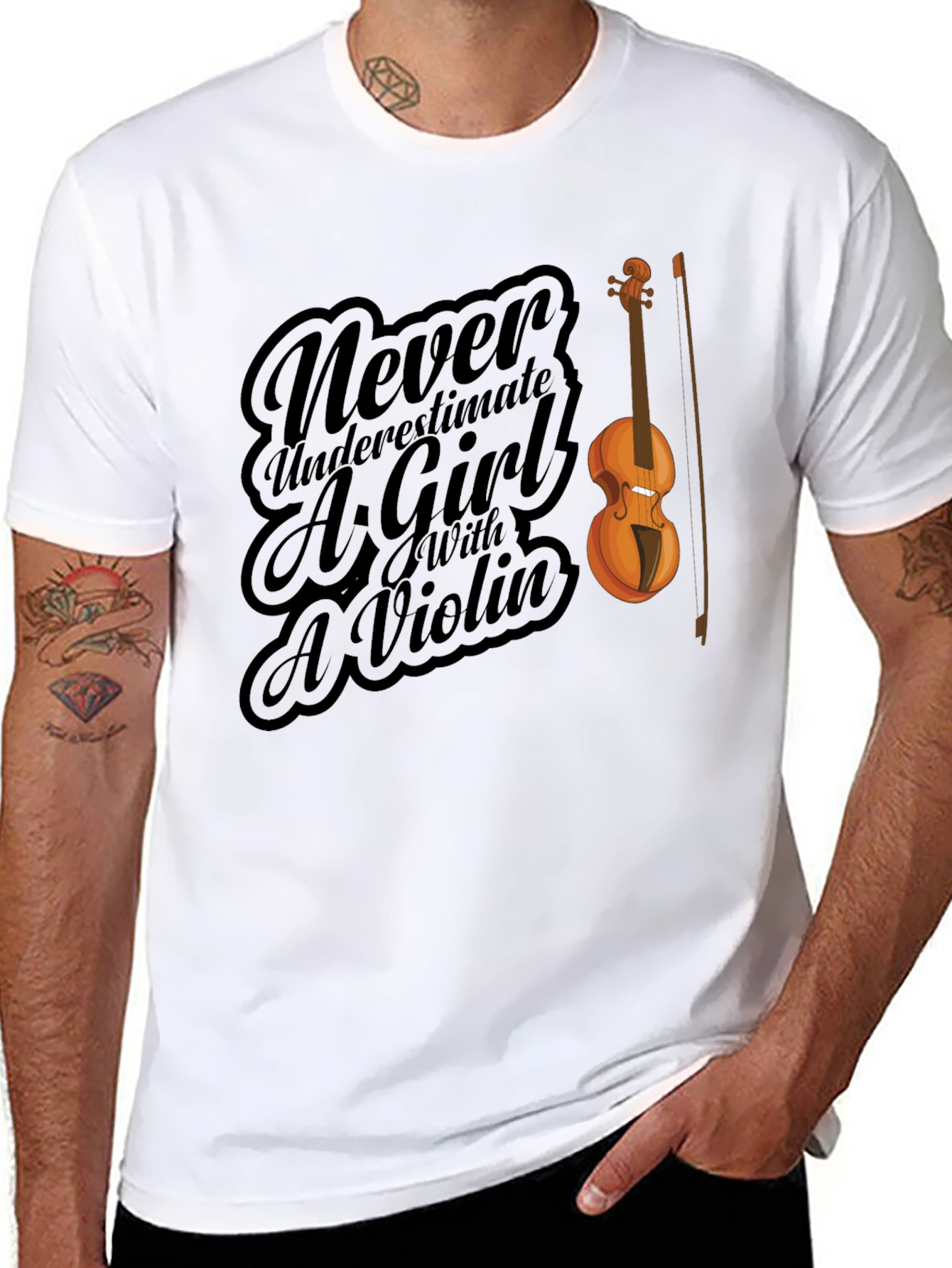 Violin Girl Black T-Shirt
