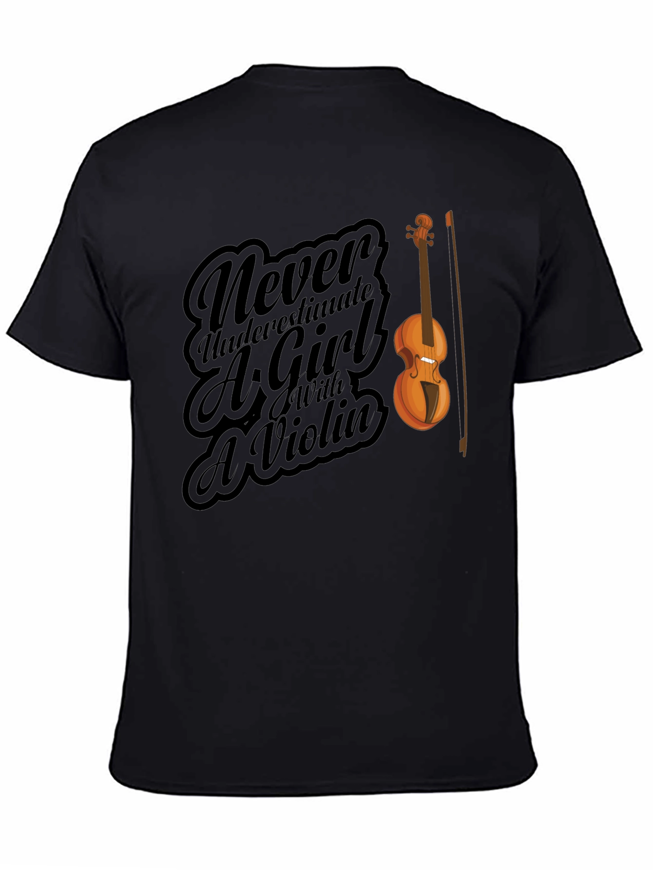 Violin Girl Black T-Shirt
