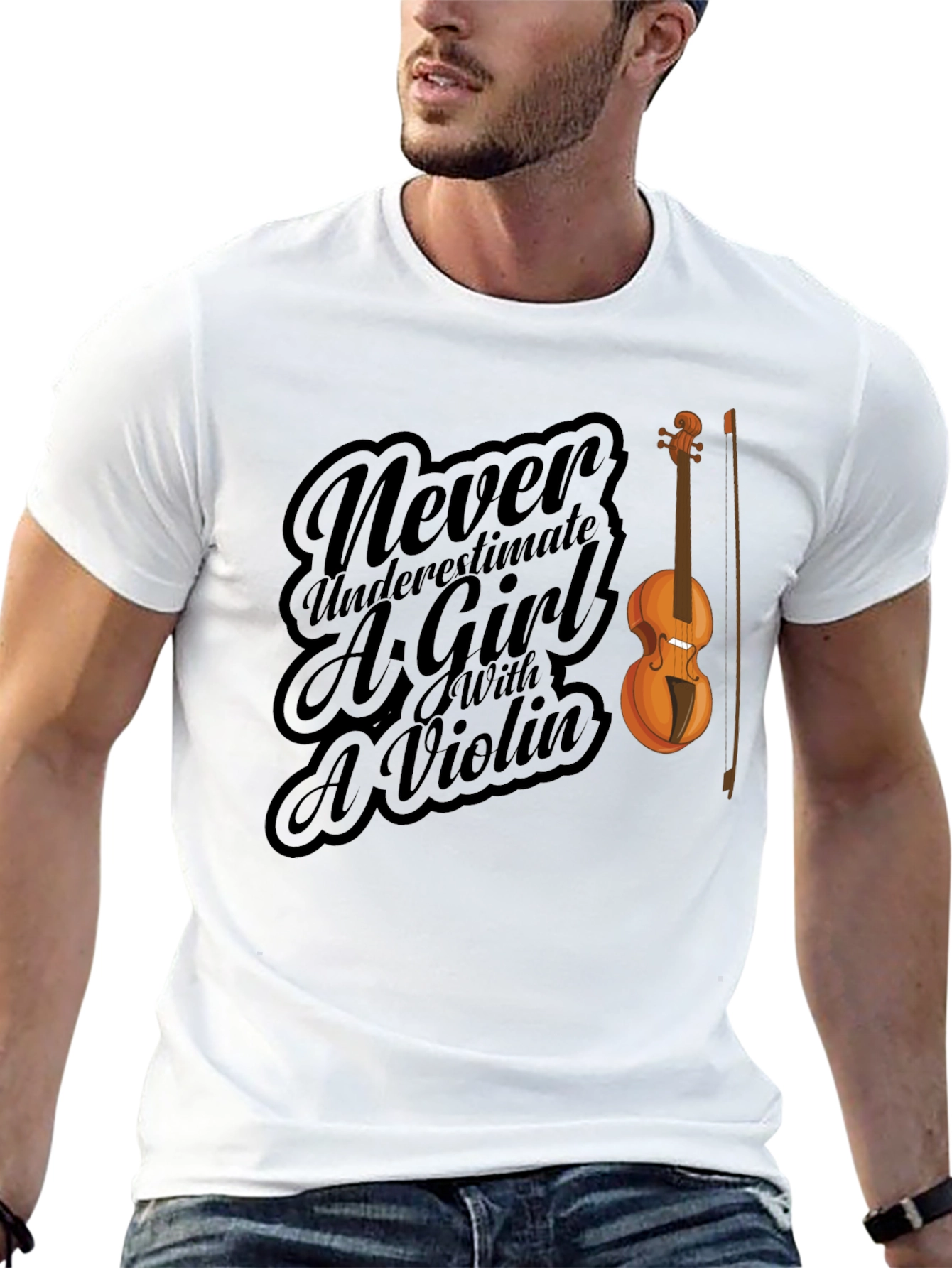 Violin Girl Black T-Shirt