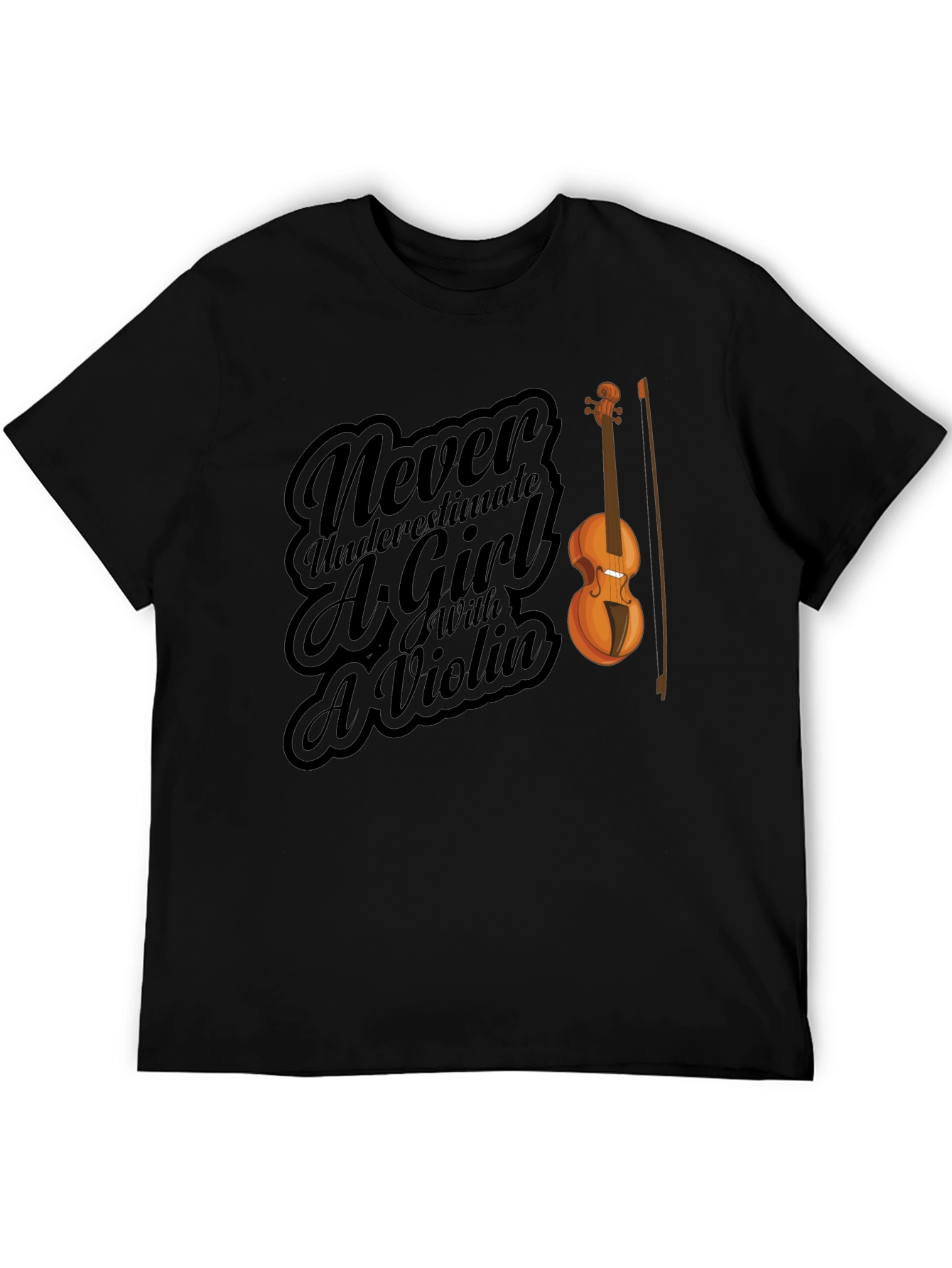Violin Girl Black T-Shirt
