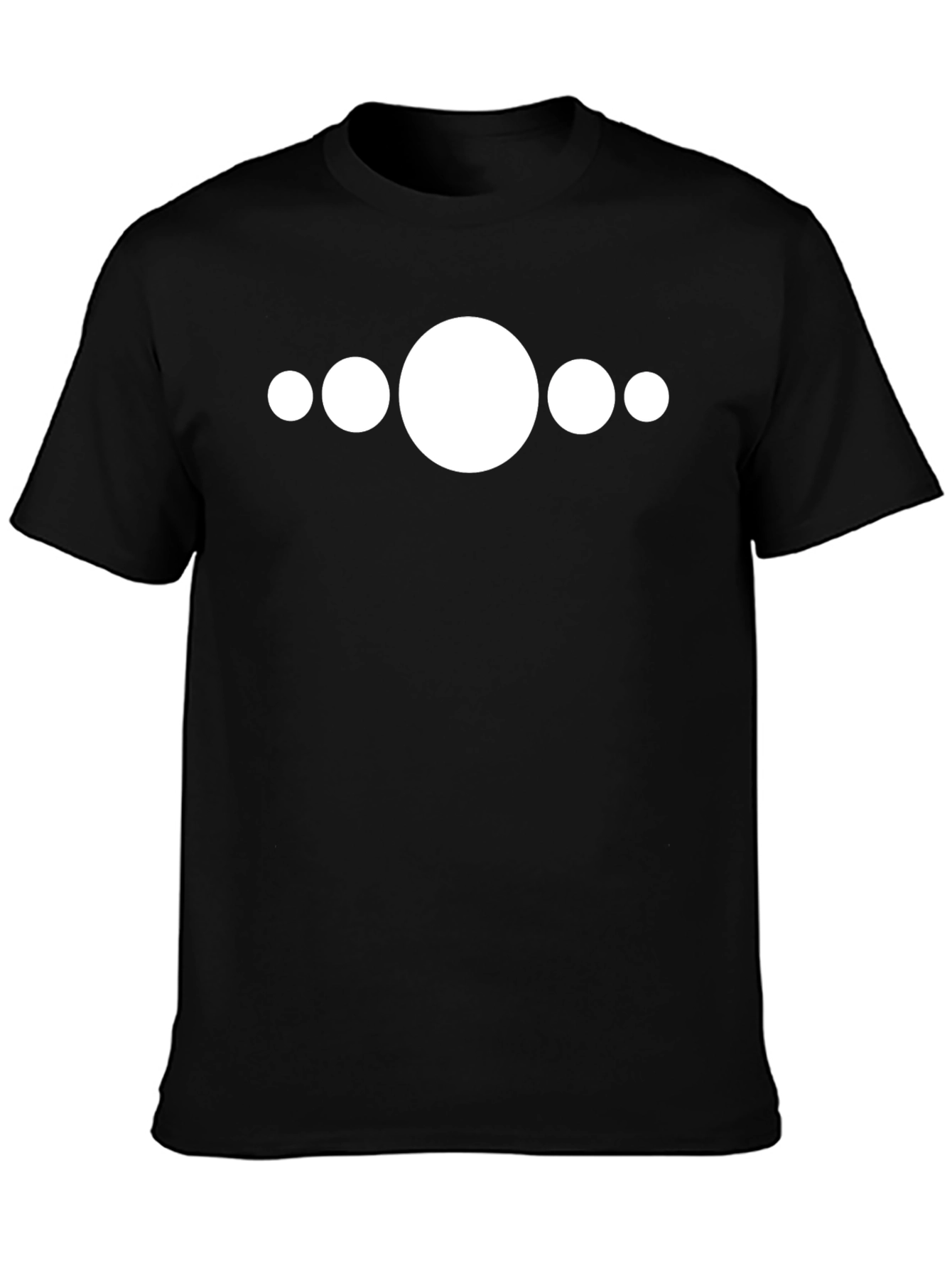 Minimalist White Circle Design Black T-Shirt