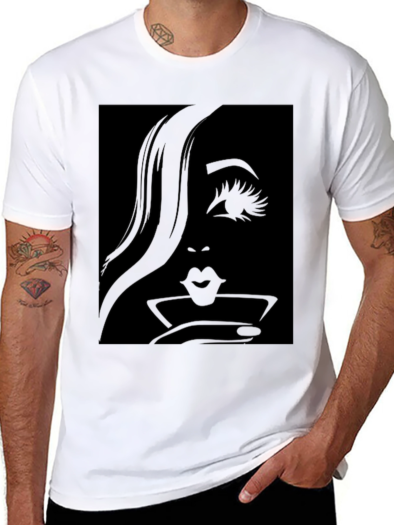 Silhouette Womans Face Martini T-Shirt