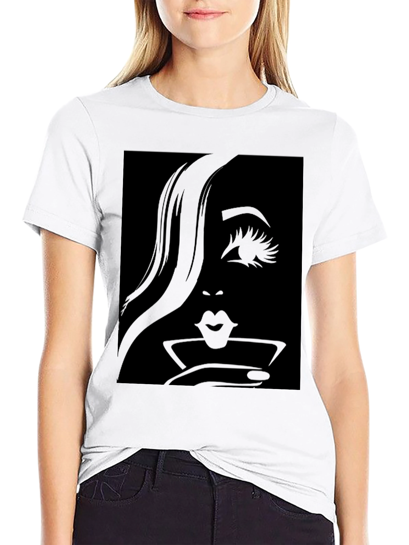 Silhouette Womans Face Martini T-Shirt