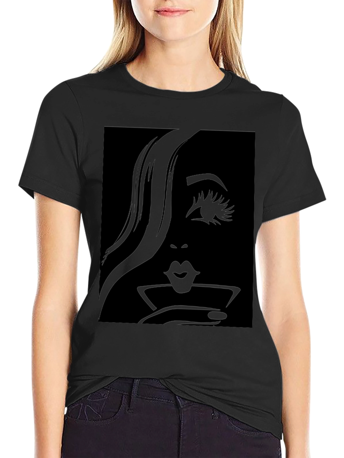 Silhouette Womans Face Martini T-Shirt