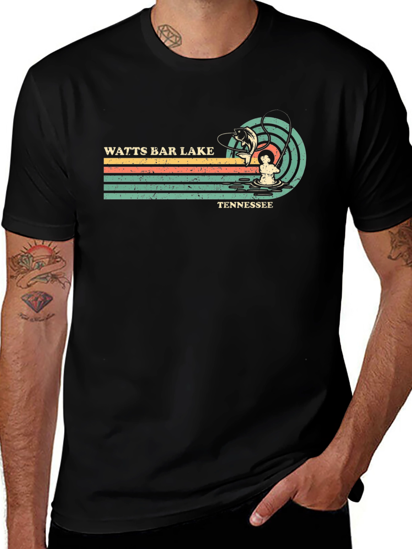 Watts Bar Lake Tennessee Retro Fishing T-Shirt