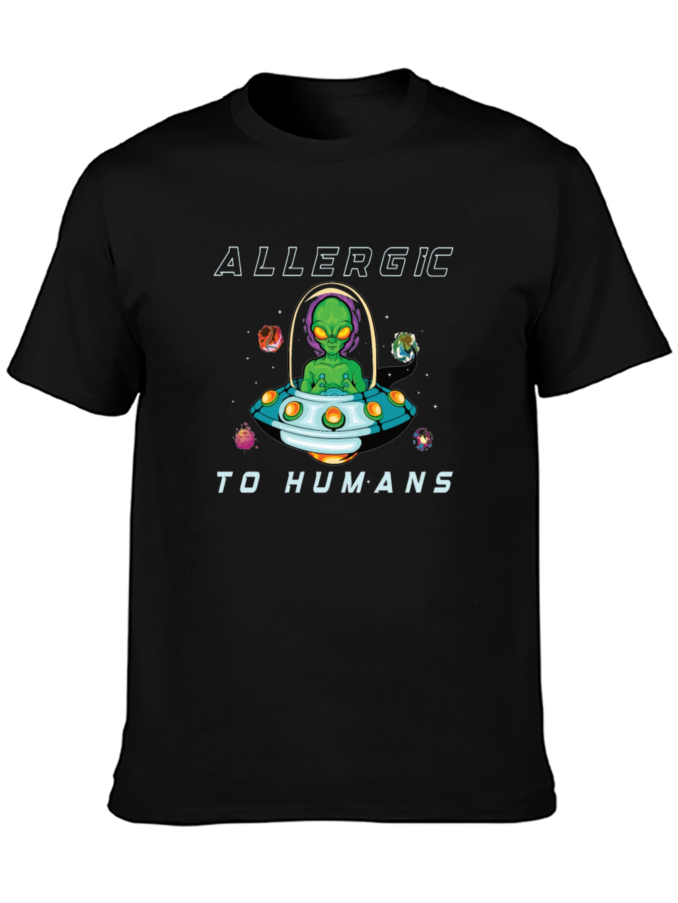 Allergic to Humans Alien Graphic T-Shirt