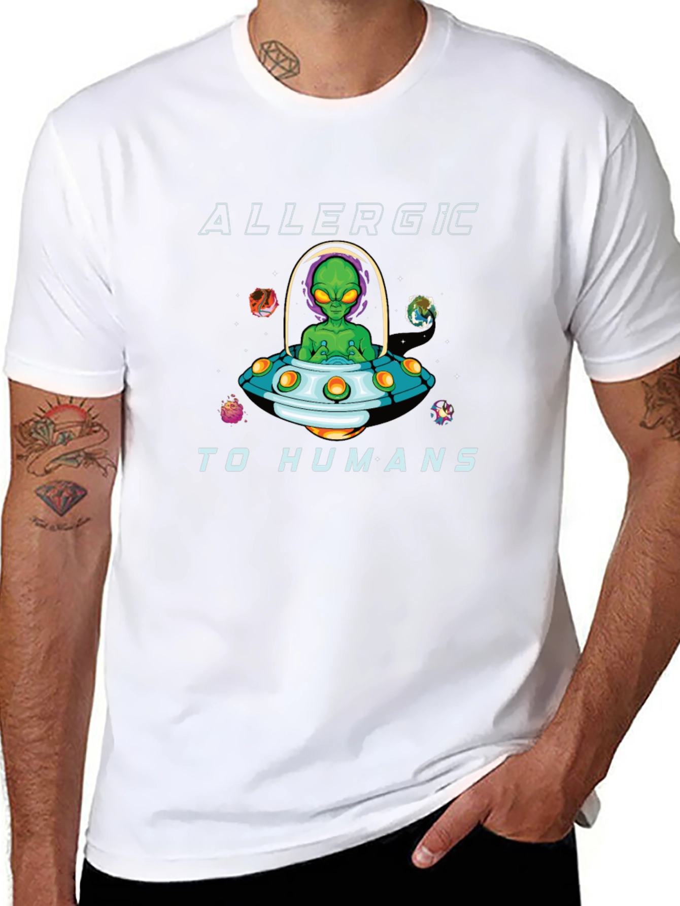 Allergic to Humans Alien Graphic T-Shirt