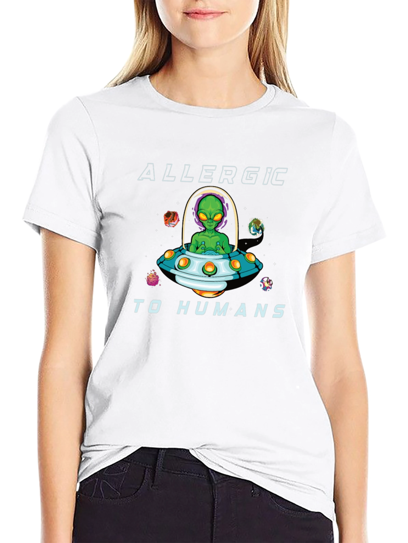 Allergic to Humans Alien Graphic T-Shirt