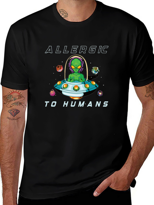Allergic to Humans Alien Graphic T-Shirt