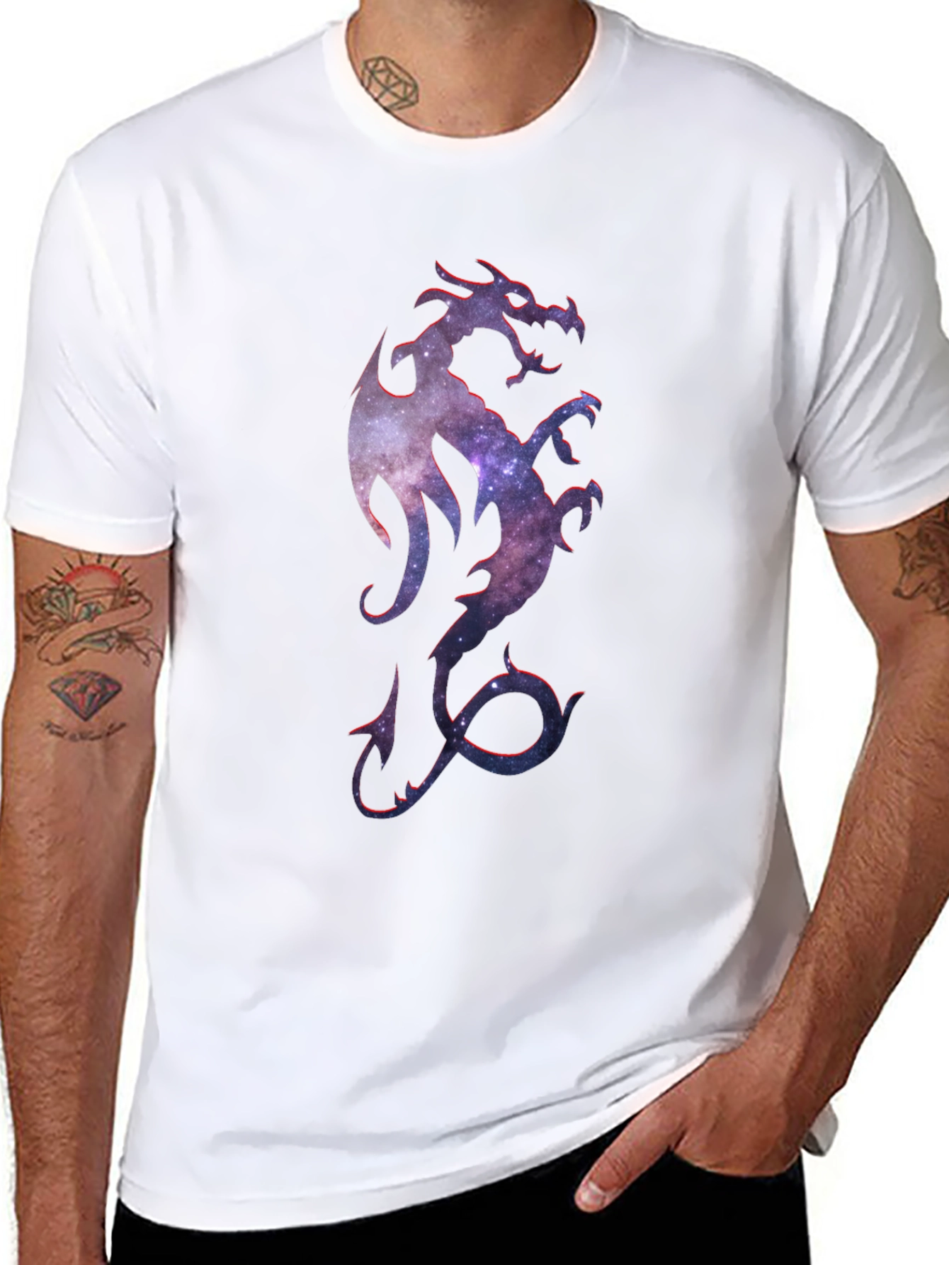 Galaxy Dragon Graphic Tee - Mens Black T-Shirt