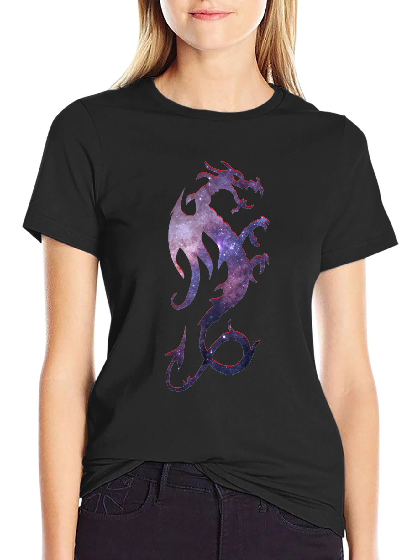 Galaxy Dragon Graphic Tee - Mens Black T-Shirt