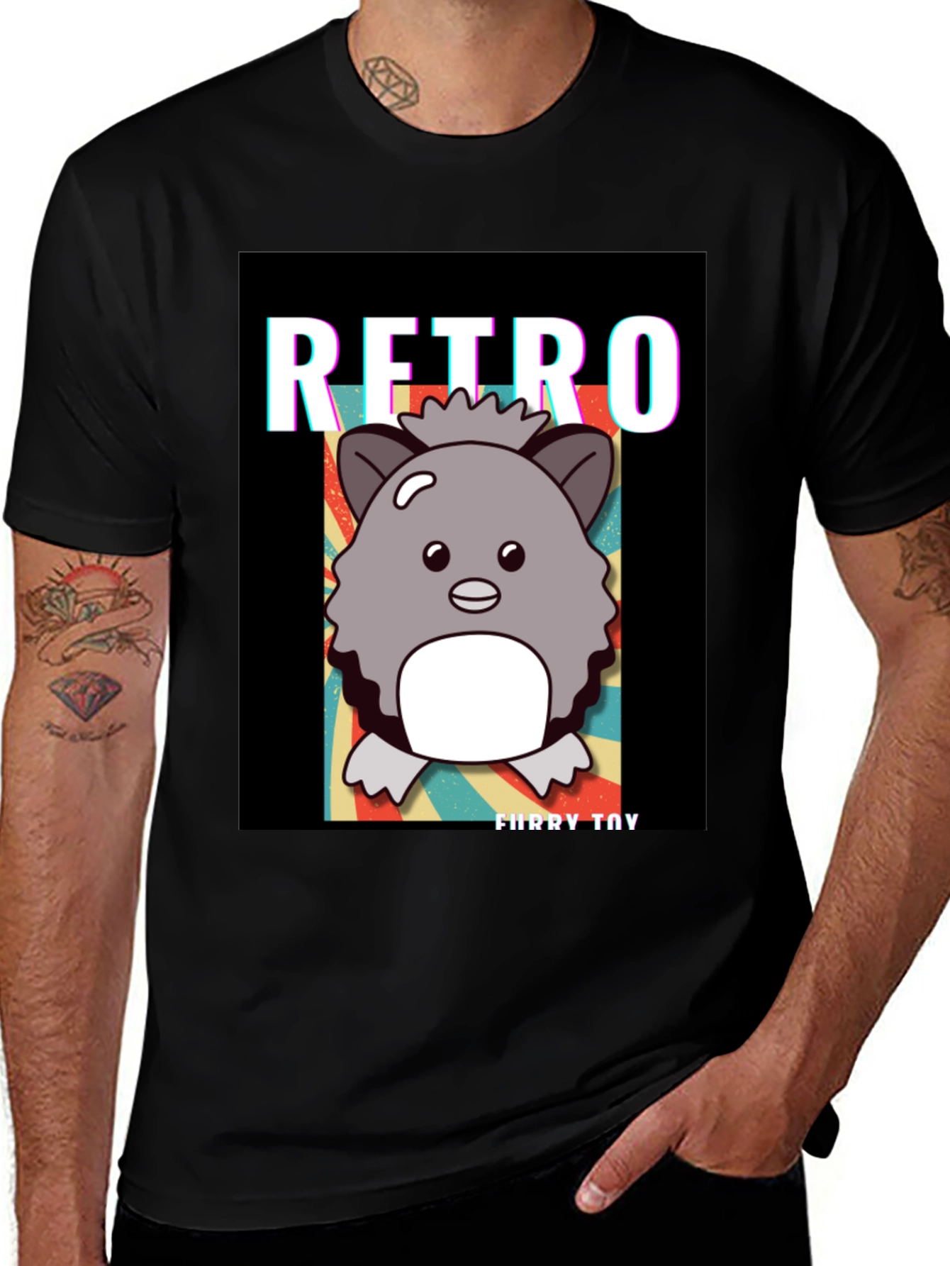 Retro Furry Toy Graphic Tee - Stylish Comfort