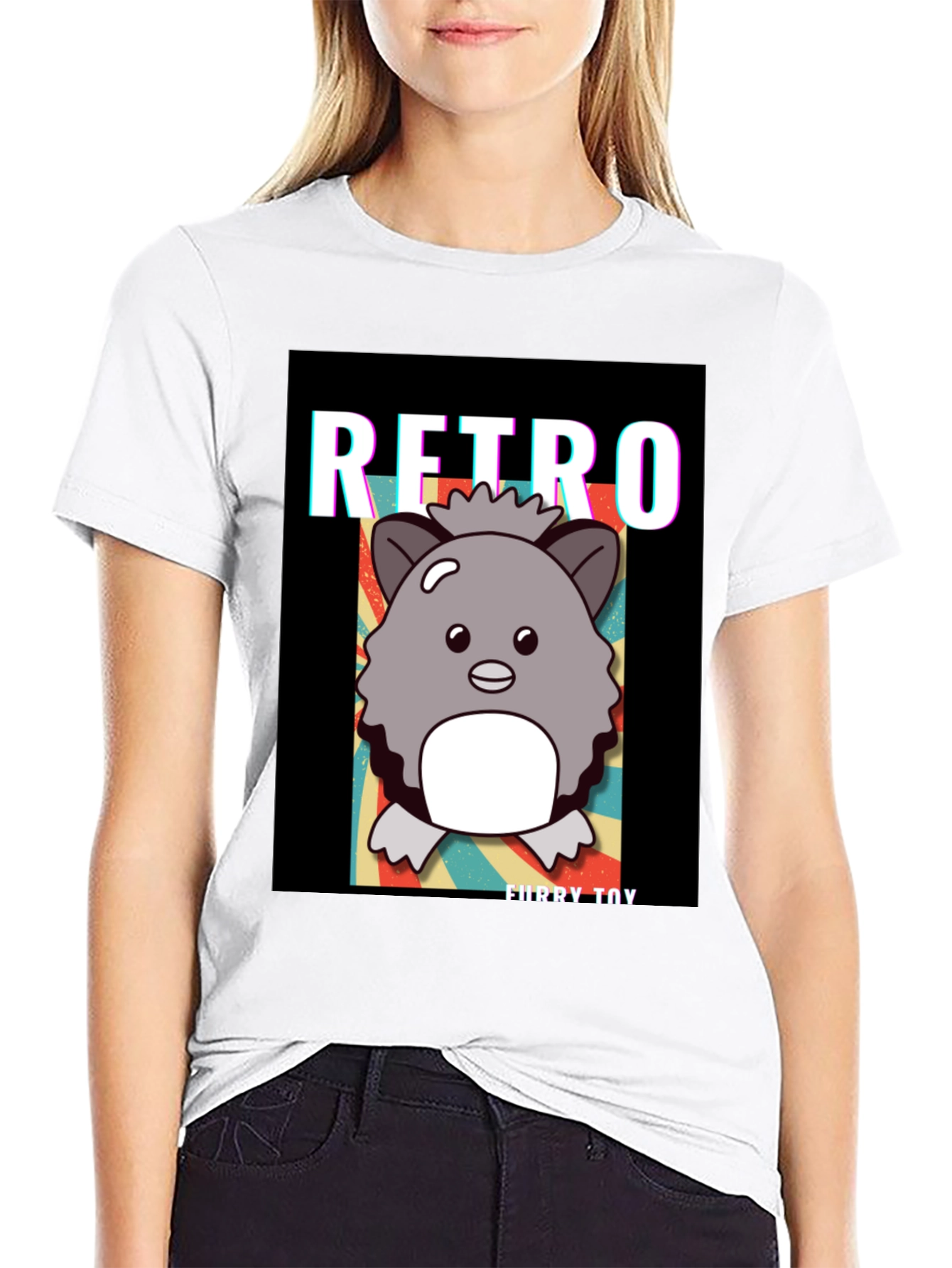 Retro Furry Toy Graphic Tee - Stylish Comfort