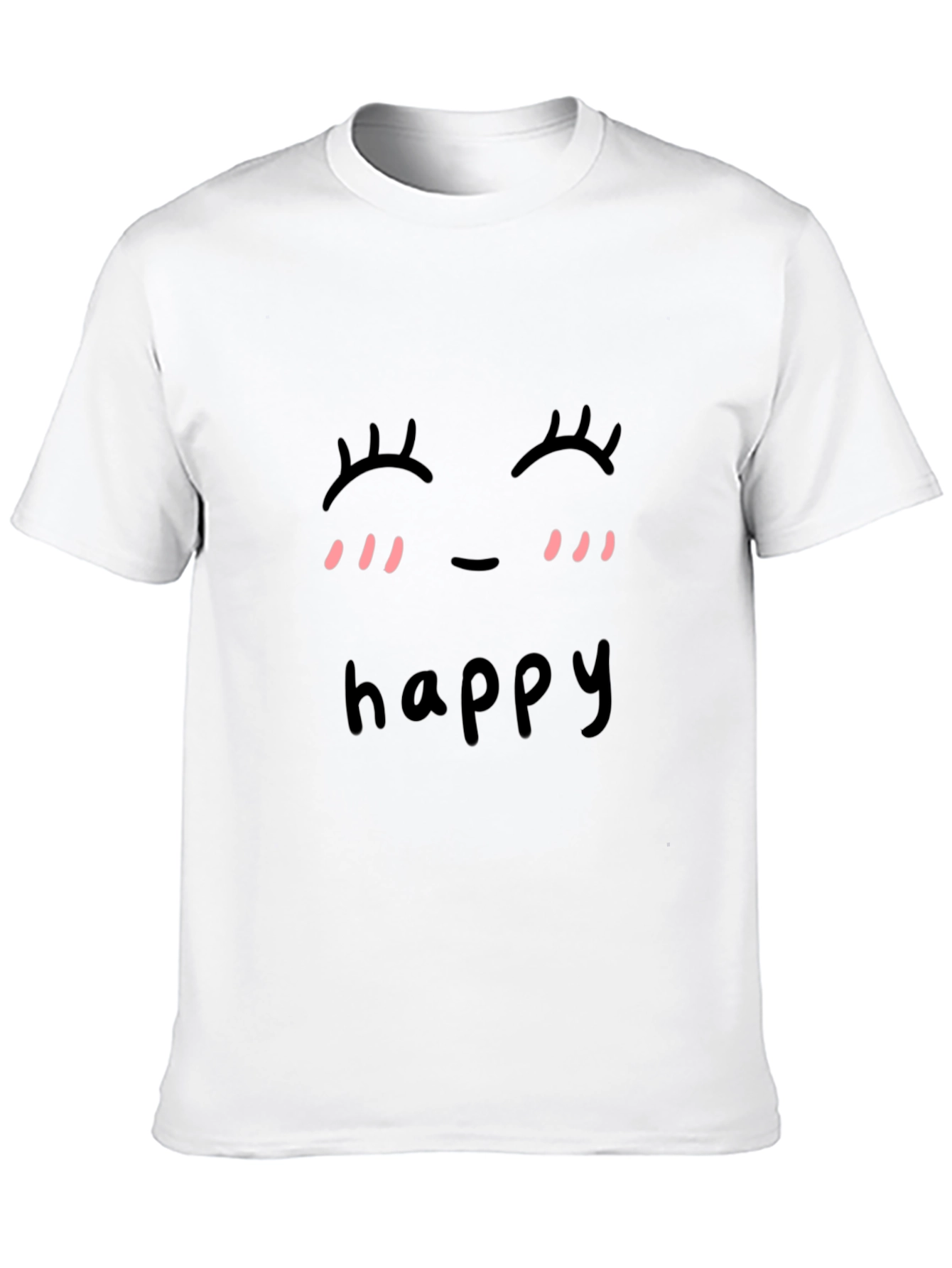 Cute Happy Face Graphic Black T-Shirt