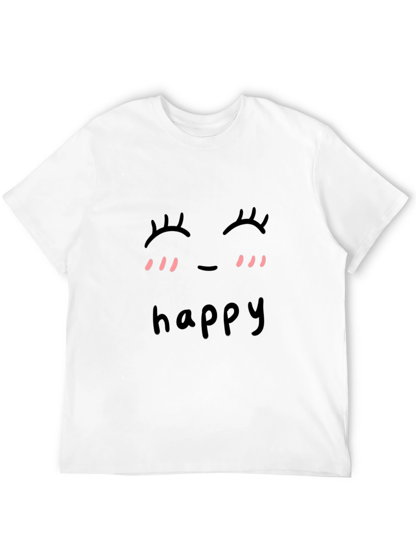 Cute Happy Face Graphic Black T-Shirt